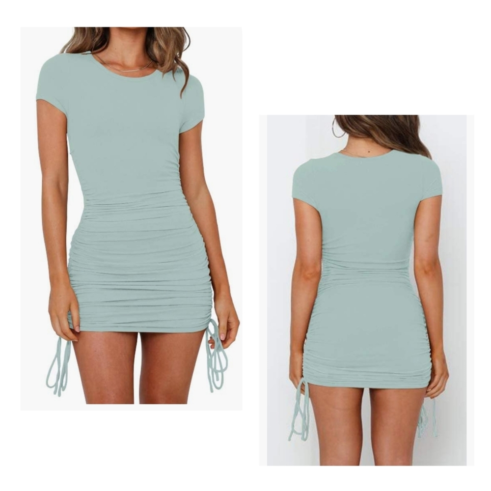 Summer Ruched Bodycon Mini Dress - Picture 1 of 2